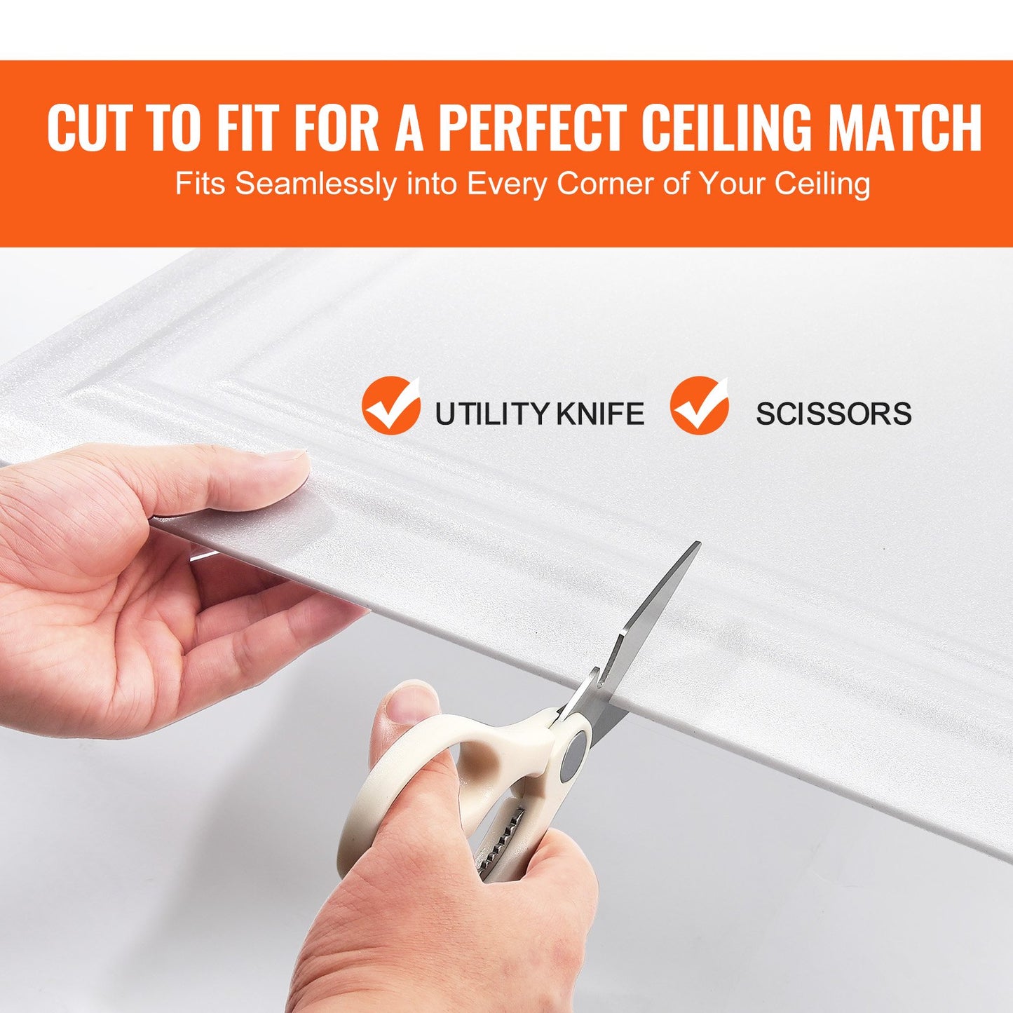 VEVOR Ceiling Tiles, 16-Pack 20 x 20 in, Drop Ceiling Tiles Premium Polystyrene Sheet, Easy Installation/ Cutting Plastic Glue-up Ceiling Tile, Basement Ceiling Covering for Home/Office Decoration