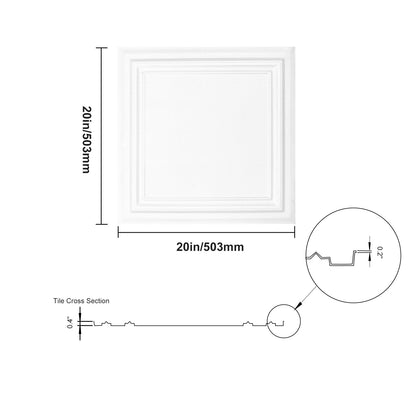 VEVOR Ceiling Tiles, 16-Pack 20 x 20 in, Drop Ceiling Tiles Premium Polystyrene Sheet, Easy Installation/ Cutting Plastic Glue-up Ceiling Tile, Basement Ceiling Covering for Home/Office Decoration