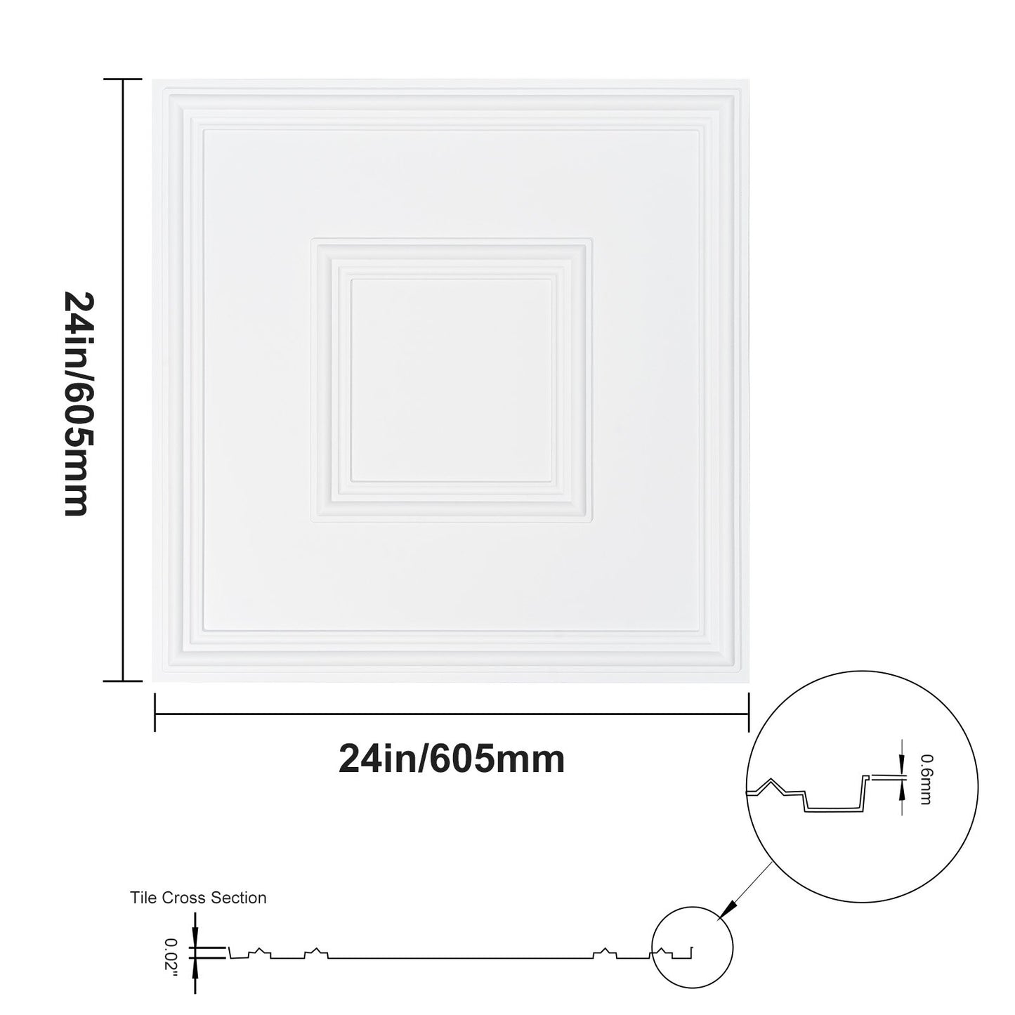 VEVOR Ceiling Tiles 12-Pack 24 x 24 in PVC Easy Installation White Geometric