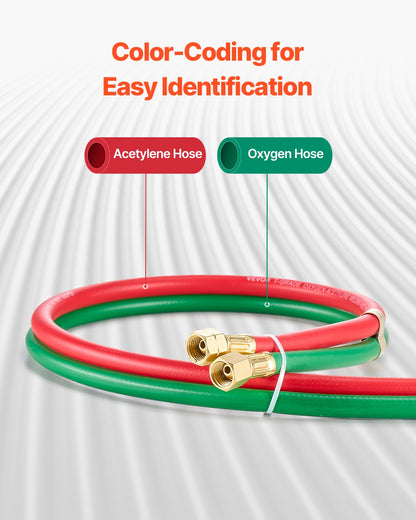 Oxygen Acetylene Hose 1/4-Inch x 100FT T Grade Hose 300PSI Max Working Pressure