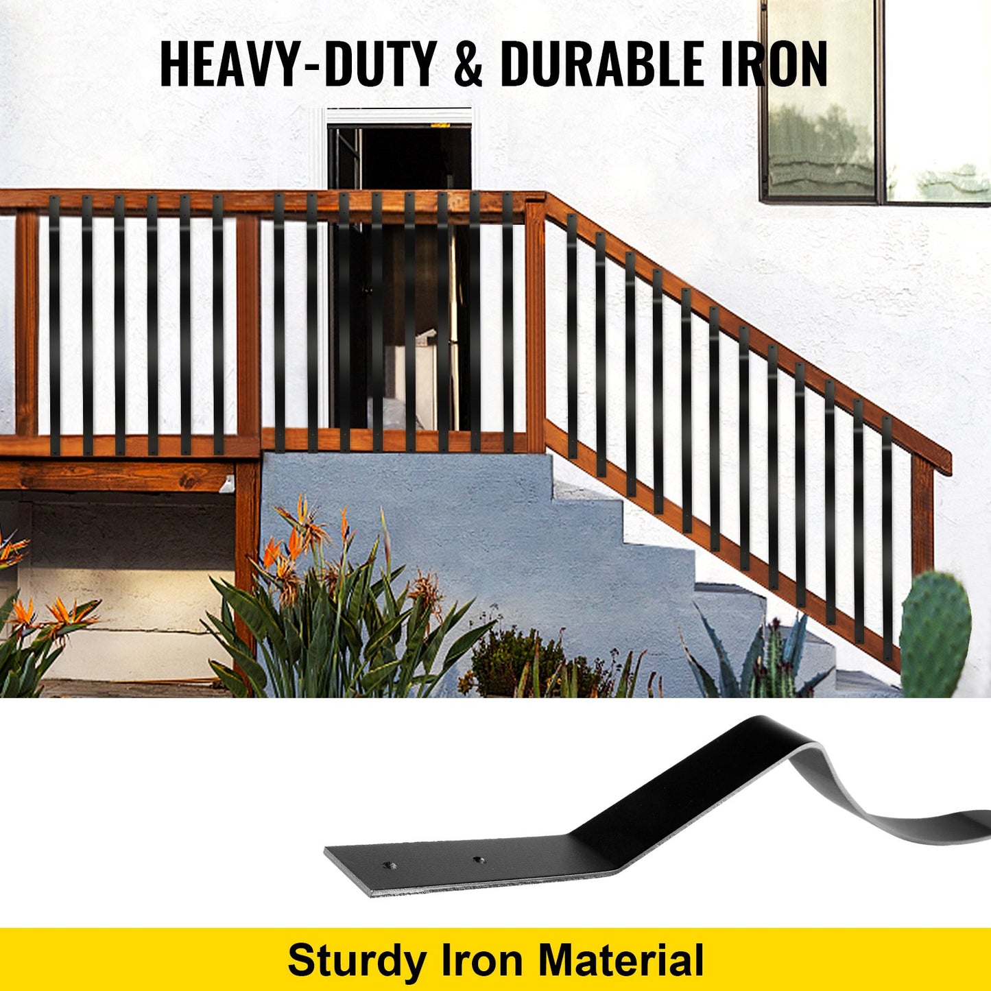 VEVOR Deck Balusters, 51 Pack Metal Deck Spindles, 32.25\"x1\" Staircase Baluster with Screws, Iron Deck Railing for Wood and Composite Deck, Stylish Baluster for Outdoor Stair Deck Porch