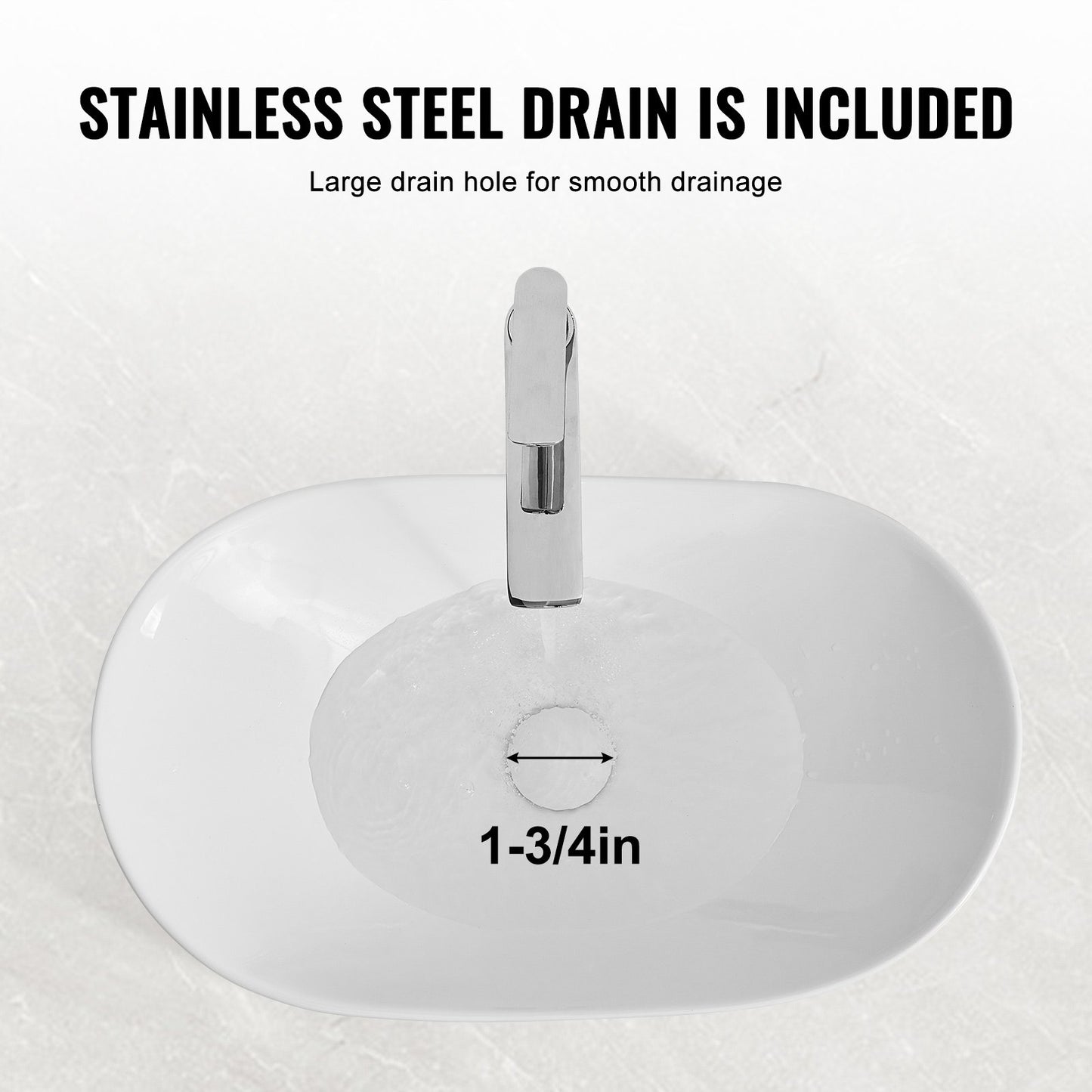 VEVOR Modern Ceramic Vessel Sink 60x36cm Bathroom Vanity Bowl Countertop