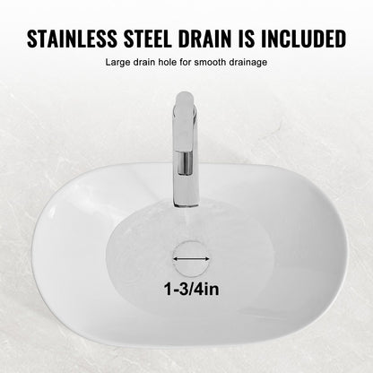 VEVOR Modern Ceramic Vessel Sink 60x36cm Bathroom Vanity Bowl Countertop