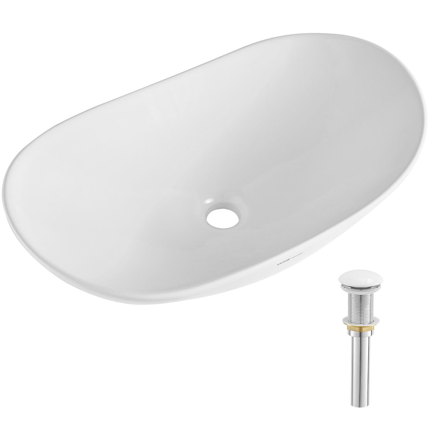 VEVOR Modern Ceramic Vessel Sink 60x36cm Bathroom Vanity Bowl Countertop