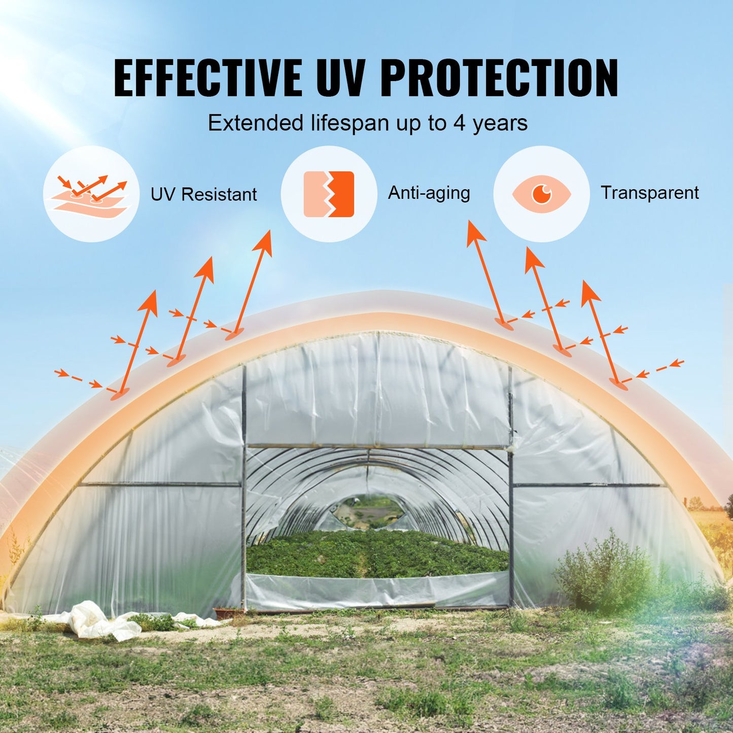VEVOR Greenhouse Plastic Sheeting 12 x 50 ft 6Mil Clear Polyethylene Film
