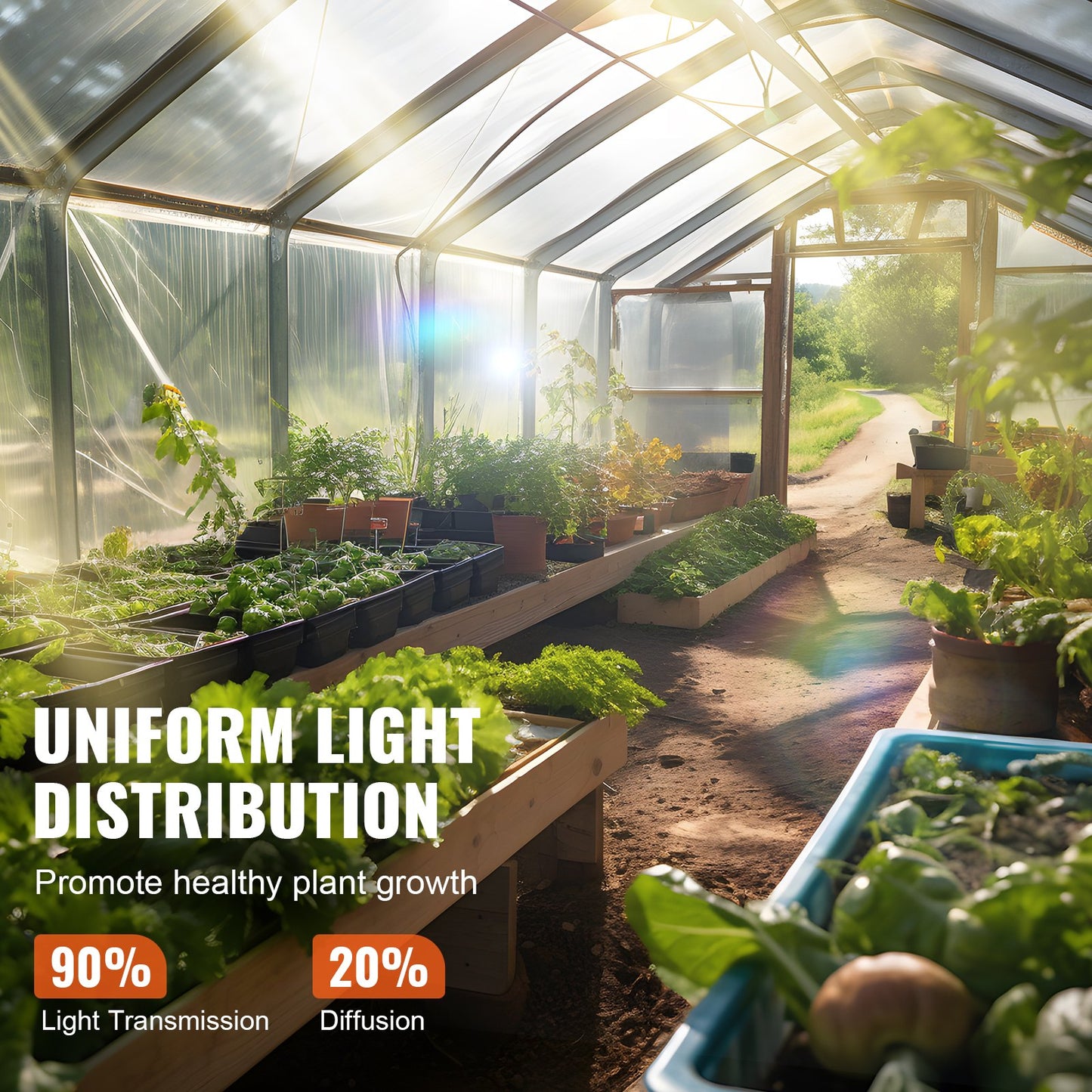 VEVOR Greenhouse Plastic Sheeting 7.6 x 7.6 m, 6 Mil Thickness Clear Greenhouse Film, Polyethylene Film 4 Year UV Resistant, for Gardening, Farming, Agriculture, Garden