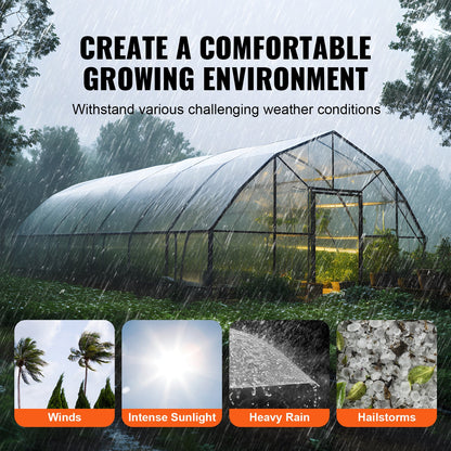 VEVOR Greenhouse Plastic Sheeting 7.6 x 7.6 m, 6 Mil Thickness Clear Greenhouse Film, Polyethylene Film 4 Year UV Resistant, for Gardening, Farming, Agriculture, Garden