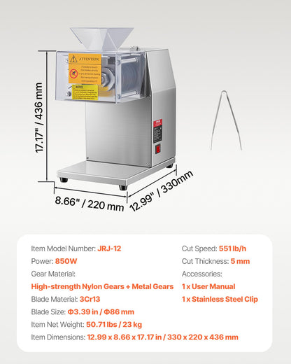 VEVOR Electric Meat Cutter Machine 850W Commercial Meat Slicer Cutting Machine