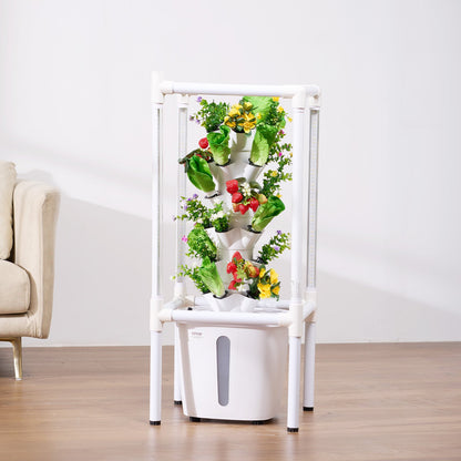 VEVOR Hydroponic Growing System with Grow Light 30 Pods Hydroponic Tower Garden