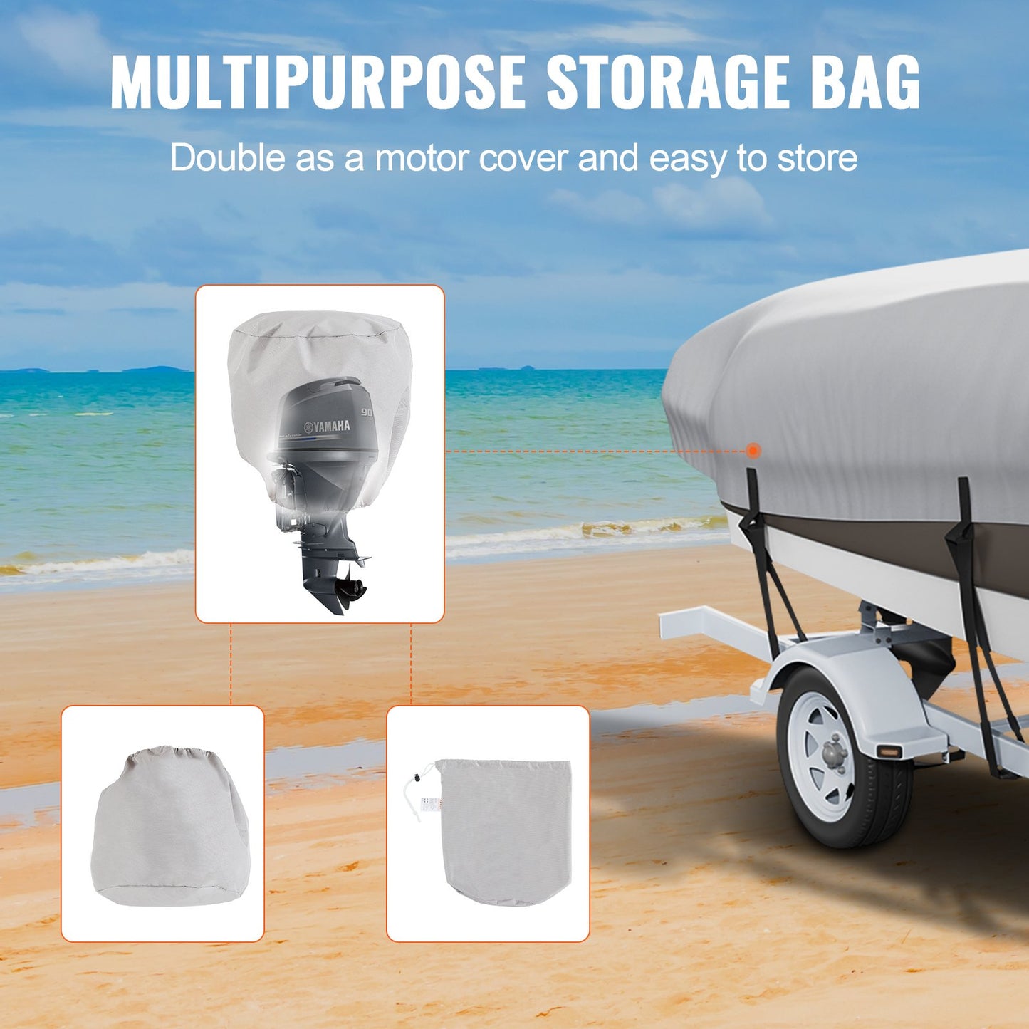 VEVOR Boat Cover 600D Waterproof 16-18.5 ft Boat Cover V-Hull Tri-Hull Runabout