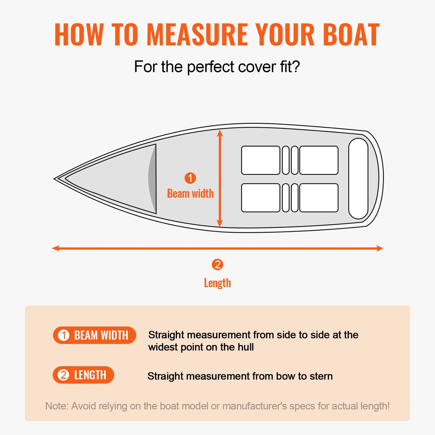 VEVOR Boat Cover 600D Waterproof 16-18.5 ft Boat Cover V-Hull Tri-Hull Runabout