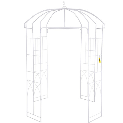 VEVOR Birdcage Shape Garden Arbor, 9\' High x 6.6\' Wide, Heavy Duty Wrought Iron Arbor, Wedding Arch Trellis for Climbing Vines in Outdoor Garden, Lawn, Backyard, Patio, White