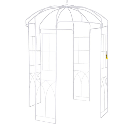 VEVOR Birdcage Shape Garden Arbor, 9\' High x 6.6\' Wide, Heavy Duty Wrought Iron Arbor, Wedding Arch Trellis for Climbing Vines in Outdoor Garden, Lawn, Backyard, Patio, White