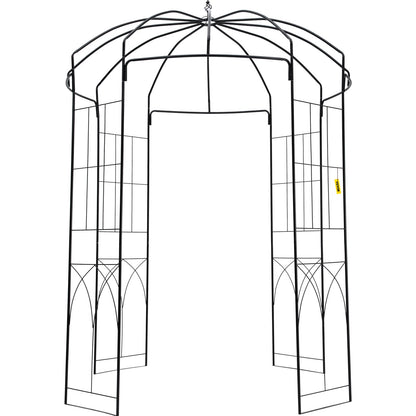 Birdcage Shape Garden Arbor, 9\' High x 6.6\' Wide, Heavy Duty Wrought Iron Arbor, Wedding Arch Trellis for Climbing Vines in Outdoor Garden, Lawn, Backyard, Patio, Black