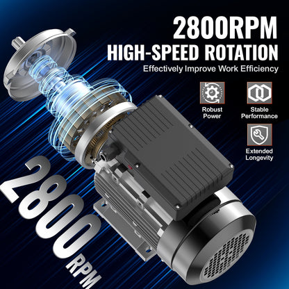 VEVOR 2.2KW Electric Motor 2800 rpm, AC 220~240V 13.8A, 90L, B3 Frame, Air Compressor Motor Single Phase, 24mm Keyed Shaft, CW/CCW Rotation for Agricultural Machinery and General Equipment