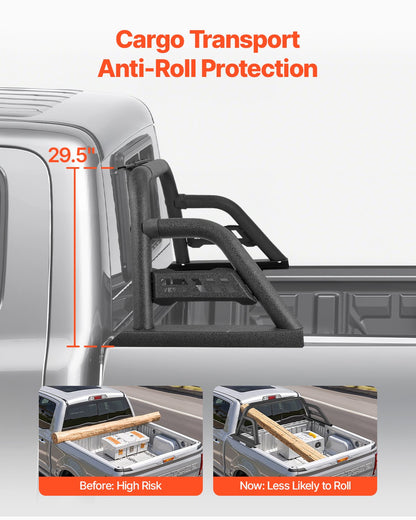 VEVOR Truck Bed Roll Bar Universal Chase Rack for Mid-Size Pickup Carbon Steel