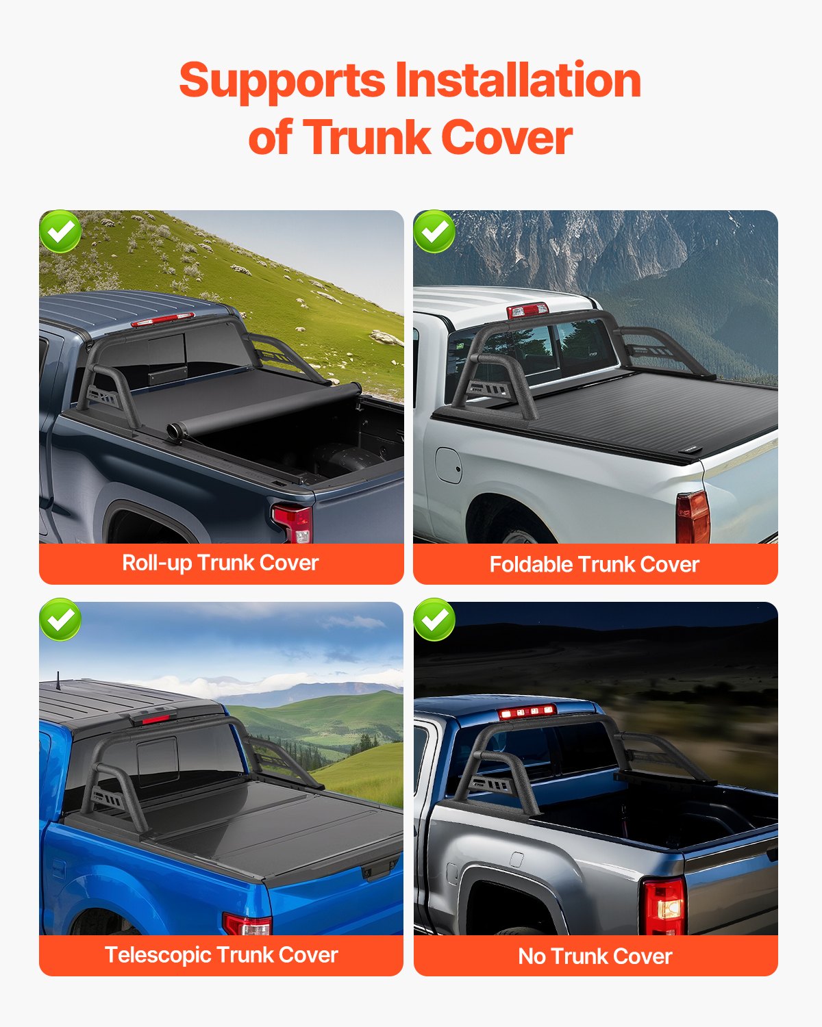 VEVOR Truck Bed Roll Bar Universal Chase Rack for Full-Size Pickup Carbon Steel