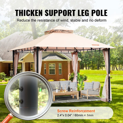 Patio Gazebo for 6-8 Person, 3.05 x 3.05 m Backyard Gazebo, with Mosquito Netting, Metal Frame, and PU Coated 180G Polyester, Outdoor Canopy Shelter for Patio, Backyard, Lawn, Garden, Deck
