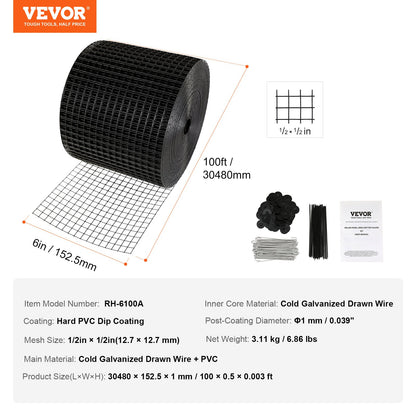 VEVOR 6 in x 100ft Solar Panel Bird Guard Critter Guard Roll Kit 60pcs Fasteners