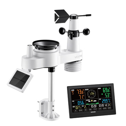 VEVOR 7-in-1 Wi-Fi Weather Station with APP, 190.5 mm VA Display, Wireless Solar Powered Outdoor Sensor, Rain Gauge, Indoor Outdoor for Weather Forecast, Wind Speed, Temperature, Humidity, Rainfall