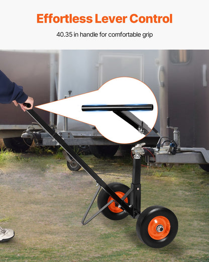 VEVOR Trailer Dolly, 600lbs Tongue Weight Capacity, Carbon Steel Trailer Mover with 1-7/8 in Hitch Ball and 10 in Solid Tires, Portable Tow Dolly for Moving Car RV Boat Trailer