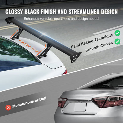 VEVOR Universal Rear Spoiler GT Style Adjustable Trunk Wing Car Racing 43.3''