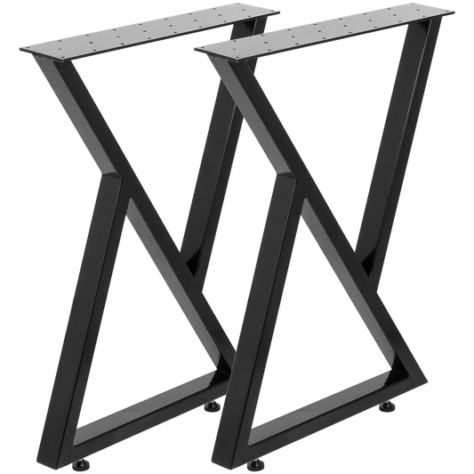 VEVOR Metal Table Legs Set of 2 Dining Table Legs Black Desk Legs, 28 Height 20 Width Heavy Duty Bench Legs Zig Zag Style Coffee Table Legs Base Modern DIY Steel Table Legs