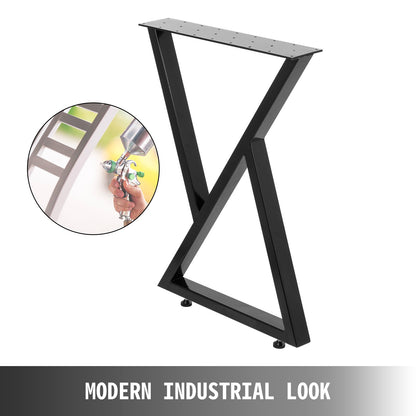 VEVOR Metal Table Legs Set of 2 Dining Table Legs Black Desk Legs, 28 Height 20 Width Heavy Duty Bench Legs Zig Zag Style Coffee Table Legs Base Modern DIY Steel Table Legs