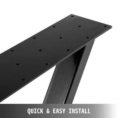 VEVOR Metal Table Legs Set of 2 Dining Table Legs Black Desk Legs, 28 Height 20 Width Heavy Duty Bench Legs Zig Zag Style Coffee Table Legs Base Modern DIY Steel Table Legs