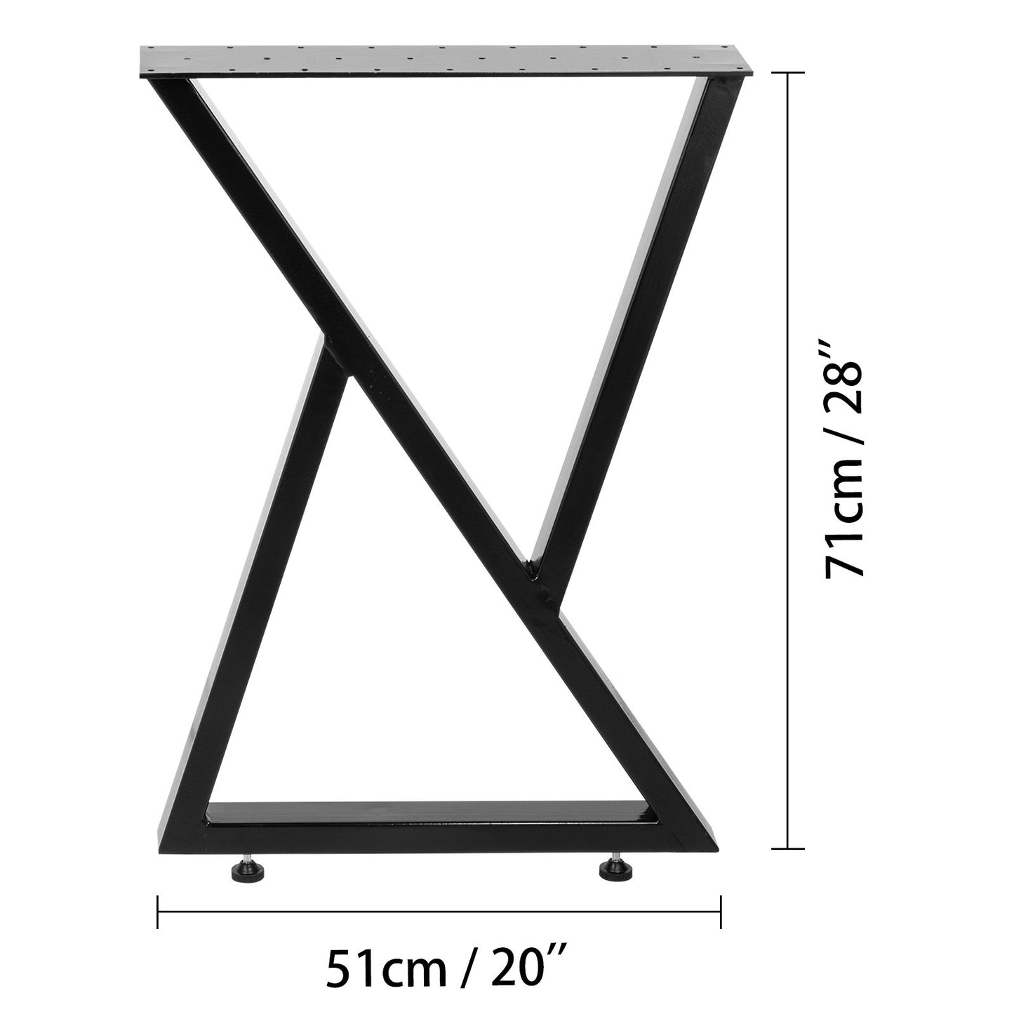 VEVOR Metal Table Legs Set of 2 Dining Table Legs Black Desk Legs, 28 Height 20 Width Heavy Duty Bench Legs Zig Zag Style Coffee Table Legs Base Modern DIY Steel Table Legs