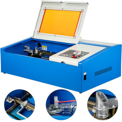 VEVOR 40W Co2 Laser 12\" x 8\" USB Port Laser Engraving Machine Air Exhaust Fan Laser Cutter High Precise Stepping Motor (40W CO2 Laser)