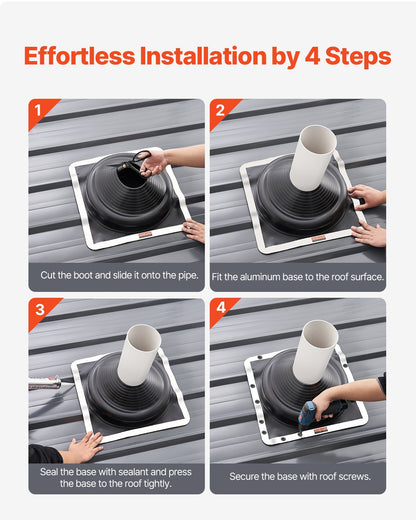 VEVOR 2 Pcs Metal Roof Pipe Flashing Boots Fit 170-355 mm Pipe High Temp EDPM
