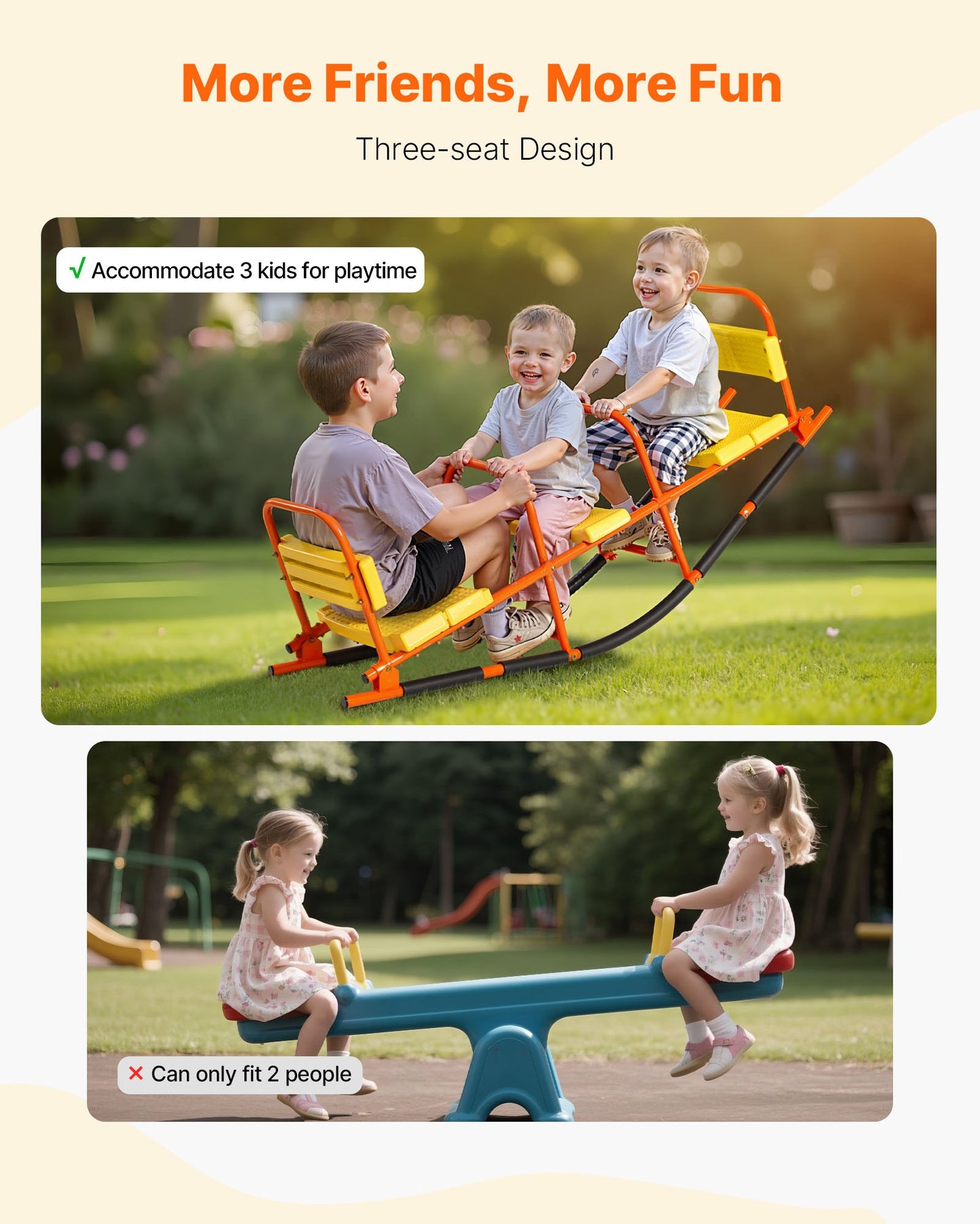 VEVOR Kids Seesaw 90 kg Capacity Metal Rocking Teeter Totter with Handles