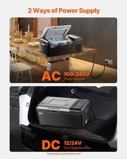 VEVOR Portable Car Refrigerator Freezer Compressor 15L Single Zone for Car Home