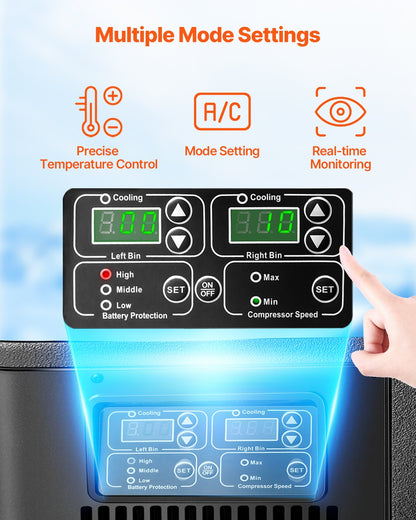 VEVOR Portable Car Refrigerator Freezer Compressor 55L Dual Zone for Car Home
