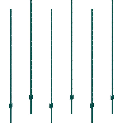 VEVOR 6 Feet Fence Post 6 Pack T-Post Heavy Duty Metal Fence Posts Green