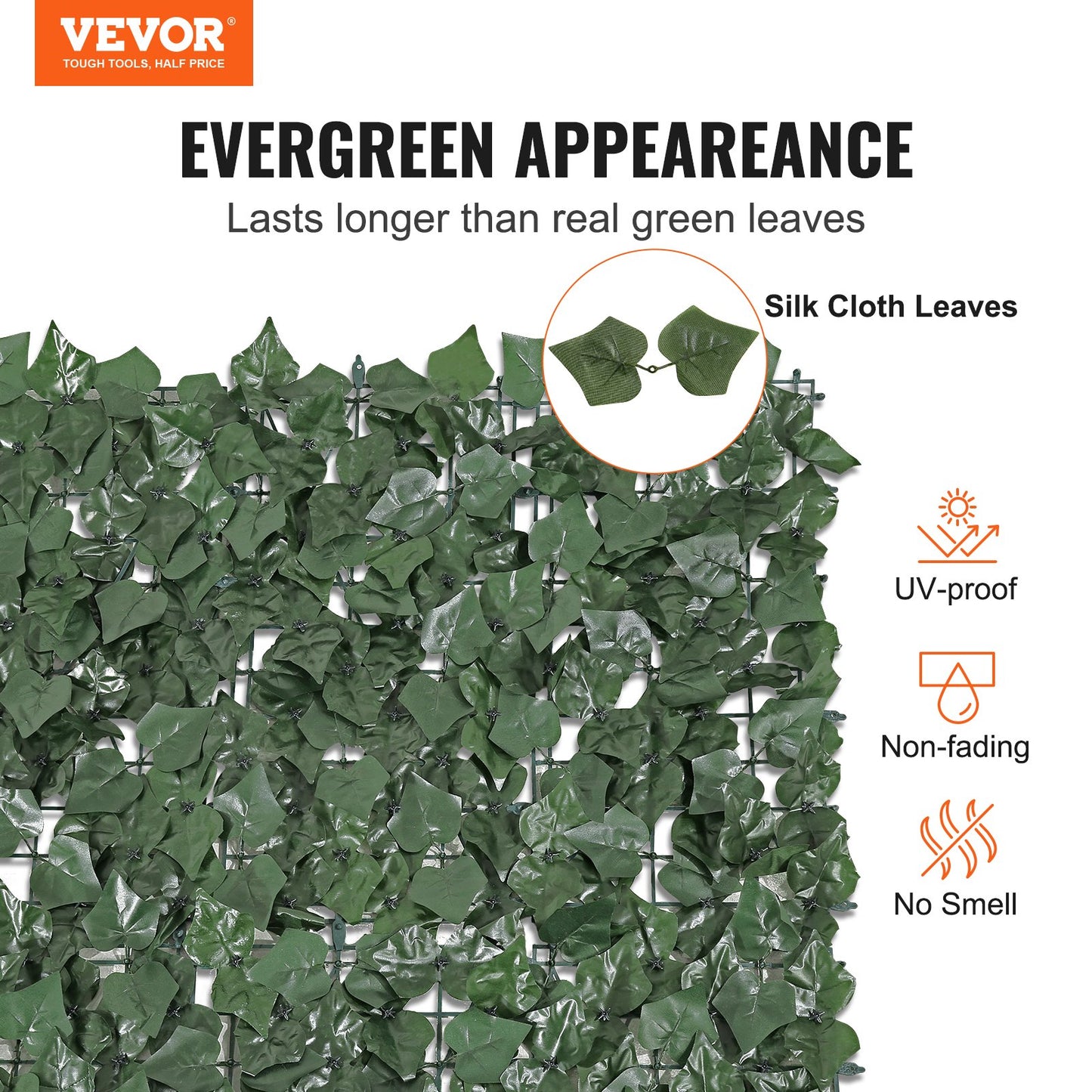 VEVOR Ivy Privacy Fence, 1500 x 2490 mm Artificial Green Wall Screen, Greenery Ivy Fence with Strengthened Joint, Faux Hedges Vine Leaf Decoration for Outdoor Garden, Yard, Patio Decor