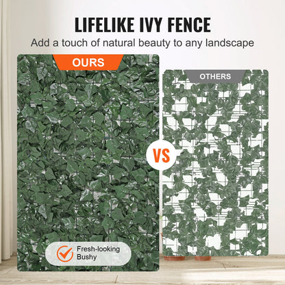VEVOR Ivy Privacy Fence, 1500 x 2490 mm Artificial Green Wall Screen, Greenery Ivy Fence with Strengthened Joint, Faux Hedges Vine Leaf Decoration for Outdoor Garden, Yard, Patio Decor