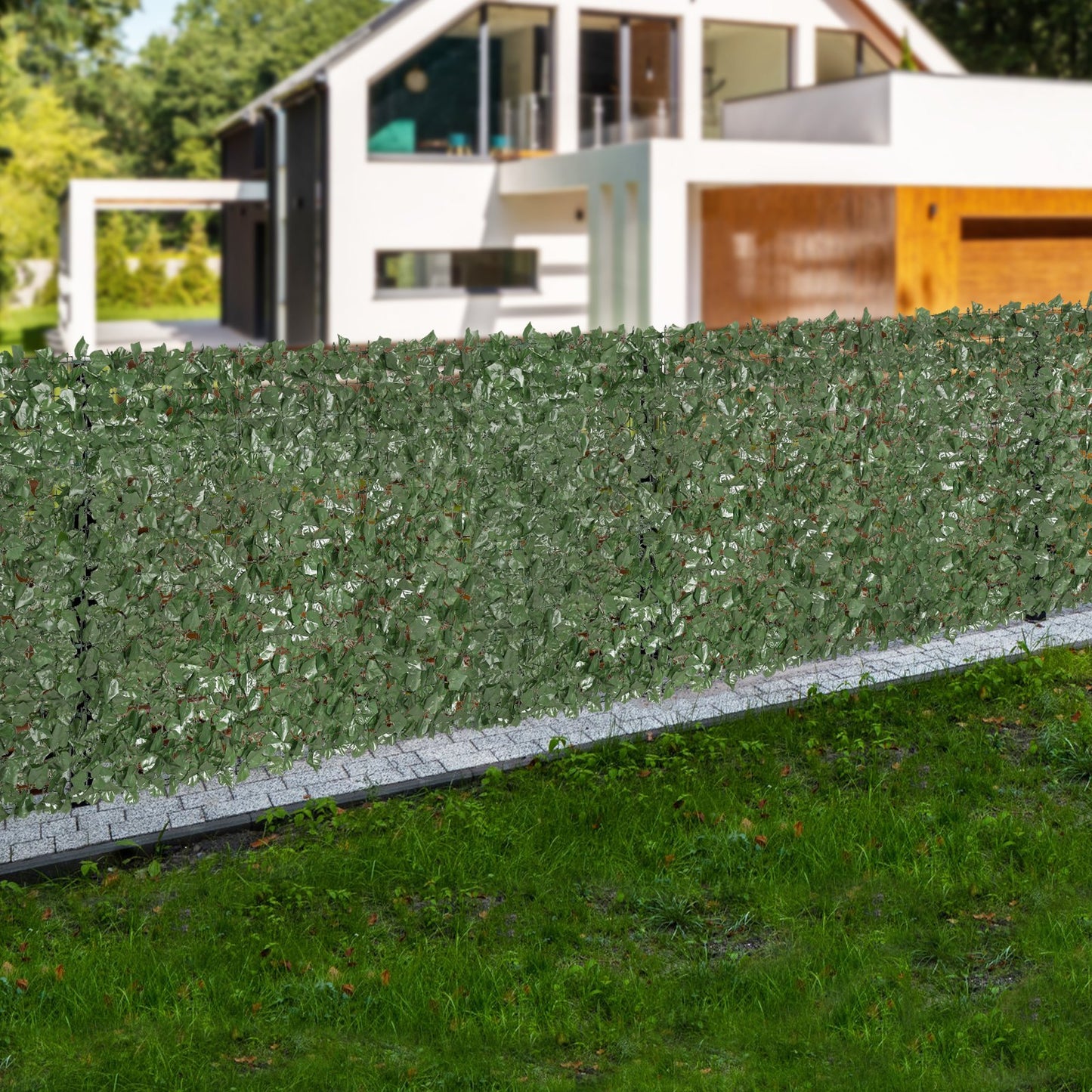 VEVOR Ivy Privacy Fence, 1500 x 2490 mm Artificial Green Wall Screen, Greenery Ivy Fence with Strengthened Joint, Faux Hedges Vine Leaf Decoration for Outdoor Garden, Yard, Patio Decor