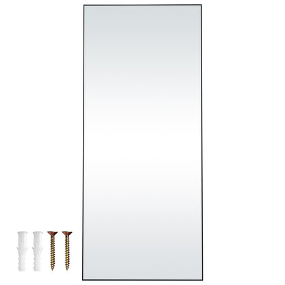 VEVOR Full Length Mirror, 1800x785 mm, Extra Large Standing Hanging or Leaning Rectangle Floor Mirror with Tempered Glass Aluminum Alloy Frame, Full Body Dressing Mirror for Living Room Bedroom, Black