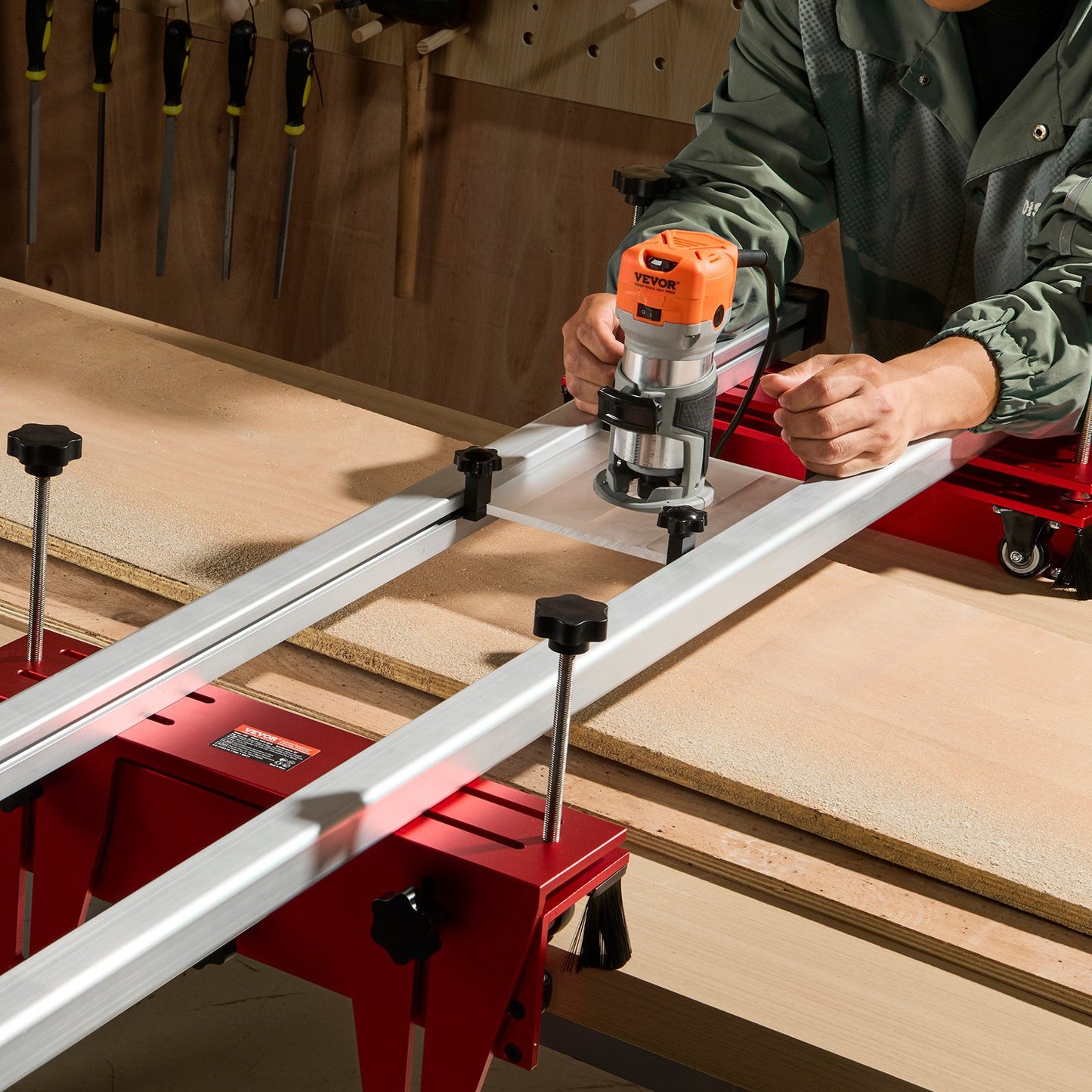 VEVOR Router Sled, 1625 mm, Portable and Easy to Adjust Slab Flattening Jig, DIY Woodworking Router Sled for Flattening Slabs, Slab Guide Jig Trimming Planing Machine for Wood Flattening, Home DIY