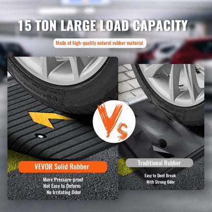 VEVOR Upgraded Rubber Threshold Ramp, 8.9 cm Rise Door Ramp with 1 Channel, Natural Rubber Car Ramp with Non-Slip Textured Surface, 15 tons Load Capacity Curb Ramp for Wheelchair and Scooter