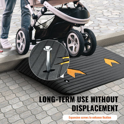 VEVOR Upgraded Rubber Threshold Ramp, 8.9 cm Rise Door Ramp with 1 Channel, Natural Rubber Car Ramp with Non-Slip Textured Surface, 15 tons Load Capacity Curb Ramp for Wheelchair and Scooter