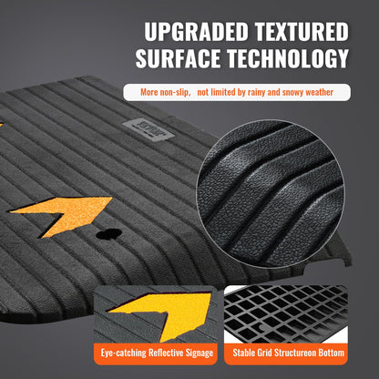 VEVOR Upgraded Rubber Threshold Ramp, 7.6 cm Rise Door Ramp with 1 Channel, Natural Rubber Car Ramp with Non-Slip Textured Surface, 150 tons Load Capacity Curb Ramp for Wheelchair and Scooter