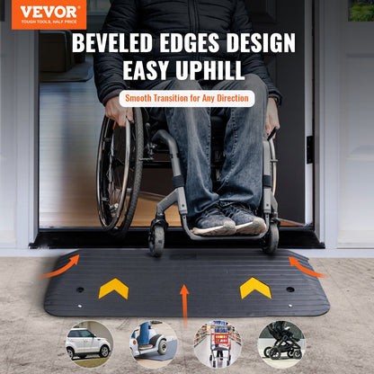 VEVOR Rubber Threshold Ramp, 5 cm Rise Threshold Ramp Doorway, Recycled Rubber Power Threshold Ramp Rated 15 tons Load Capacity, Non-Slip Surface Rubber Solid Threshold Ramp for Wheelchair and Scooter