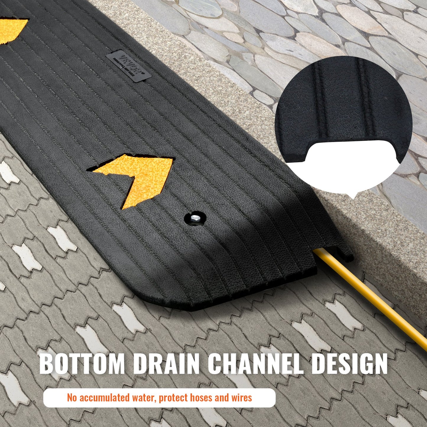 VEVOR Upgraded Rubber Threshold Ramp, 2.5 cm Rise Wheelchair Ramp Doorway, Natural Curb Ramp Rated 15 tons Load Capacity, Non-Slip Textured Surface Rubber Curb Ramp for Wheelchair and Scooter