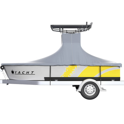 VEVOR T-Top Boat Cover, Fit for 20\'-22\' Boat, Heavy Duty 600D Marine Grade Oxford Hard Top Cover, UV Resistant Waterproof Center Console Boat Cover with 2 Support Poles and 7 Wind-Proof Straps, Gray