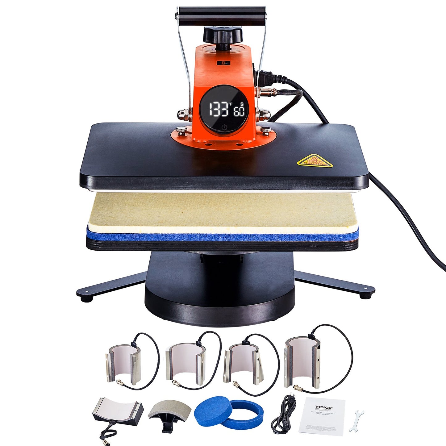 VEVOR Heat Press Machine 12x15in 8in1 Sublimation Transfer T-shirt Plate Mug Cup