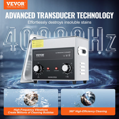 VEVOR 3L Ultrasonic Cleaner with Heater Timer & Basket, Professional Digital Sonic Cavitation Machine, 120W Cleaning Machine for Watch Instruments, Glasses, Coin, Metal Parts, Tool