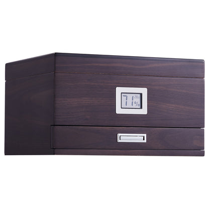 VEVOR 50 Cigar Humidor Glasstop Cedar Cigar Box Humidifier & Hygrometer & Drawer